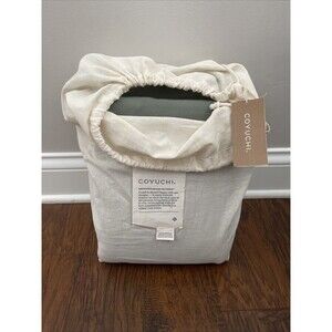 New  Coyuchi Cloud Brushed Organic Flannel King  Duvet Cover Color Cypress